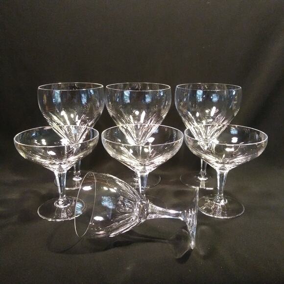 7 Pc Vintage Josair Clear Cut Panel Mixed Crystal Stemware in Ulla